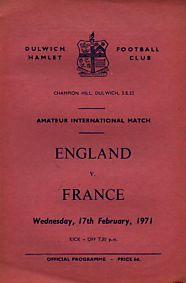 1971 - ENGLAND v FRANCE (AMATEURS)